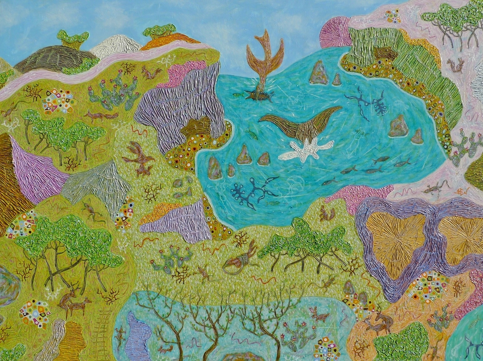 “Cruelly Go Round,” acrylic on linen by Hung Viet Nguyen