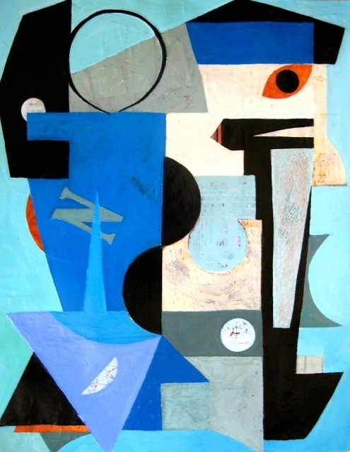 “Blue Vision,” mixed media by Joanne Topol